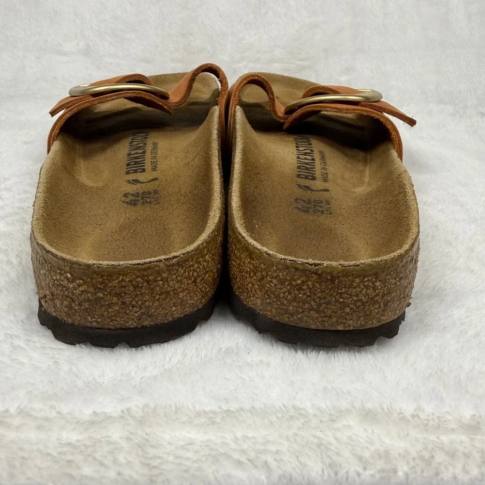Birkenstock Madrid Big Buckle Burnt Orange Nubuck Leather Slide Sandals 42 L11 - Picture 6 of 11